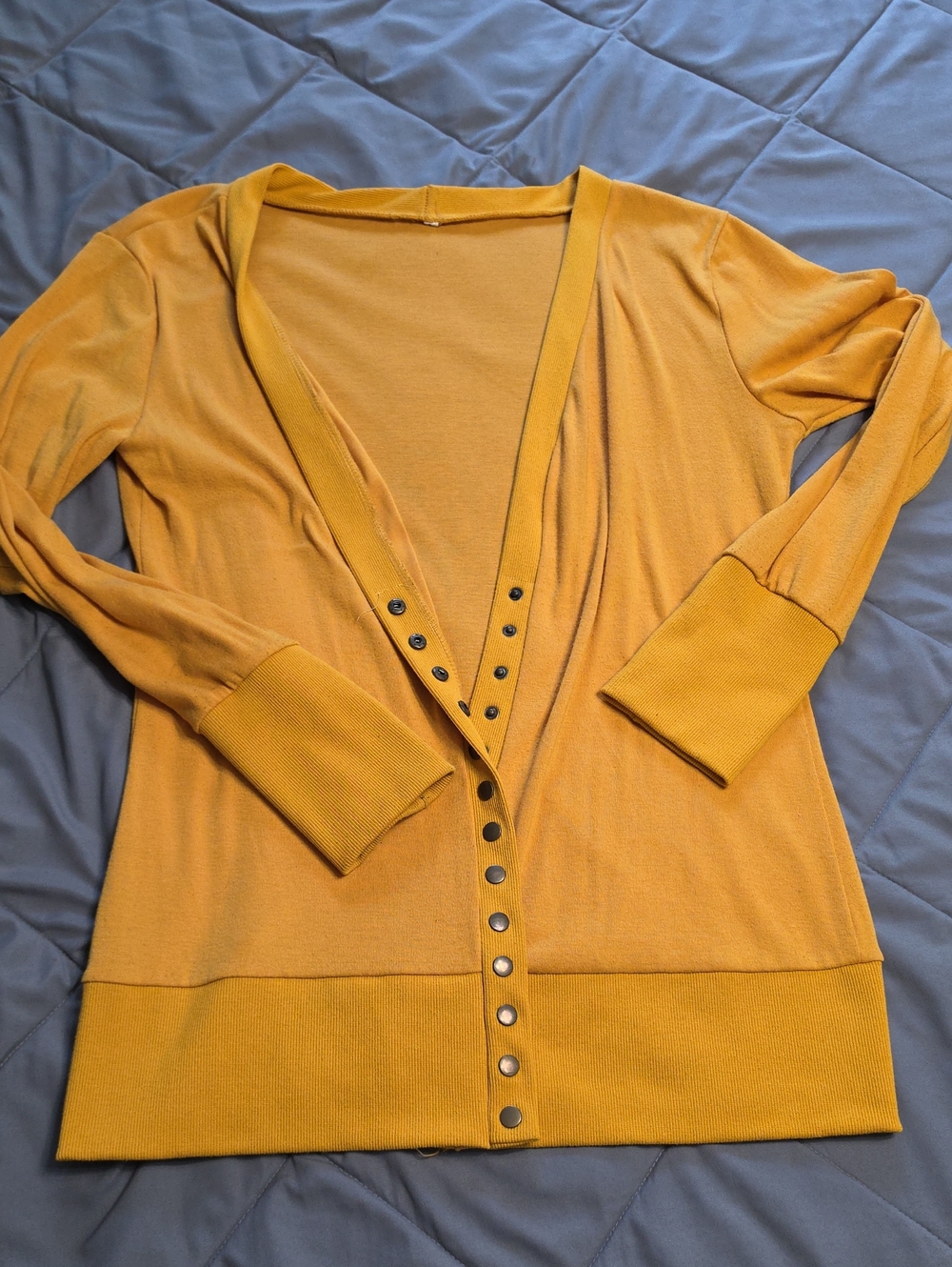 Women’s Mustard Snap-Front Cardigan Sweater